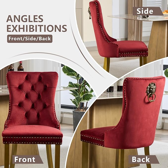 Velvet Dining Chairs Set of 2, Modern Tufted Dining Room Chair, Upholstered D...