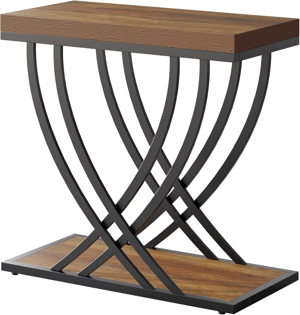 Tribesigns Side Table, 2-Tier Narrow End Table for Living Room, Industrial Ni...