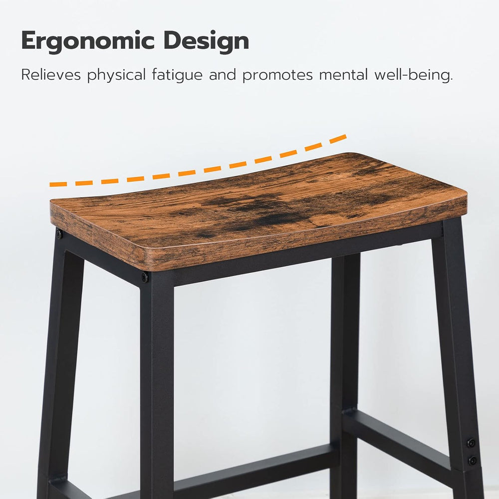 HOOBRO Bar Stools, Set of 2 Bar Chairs, 23.6 Inch Saddle Stools, Kitchen Coun...