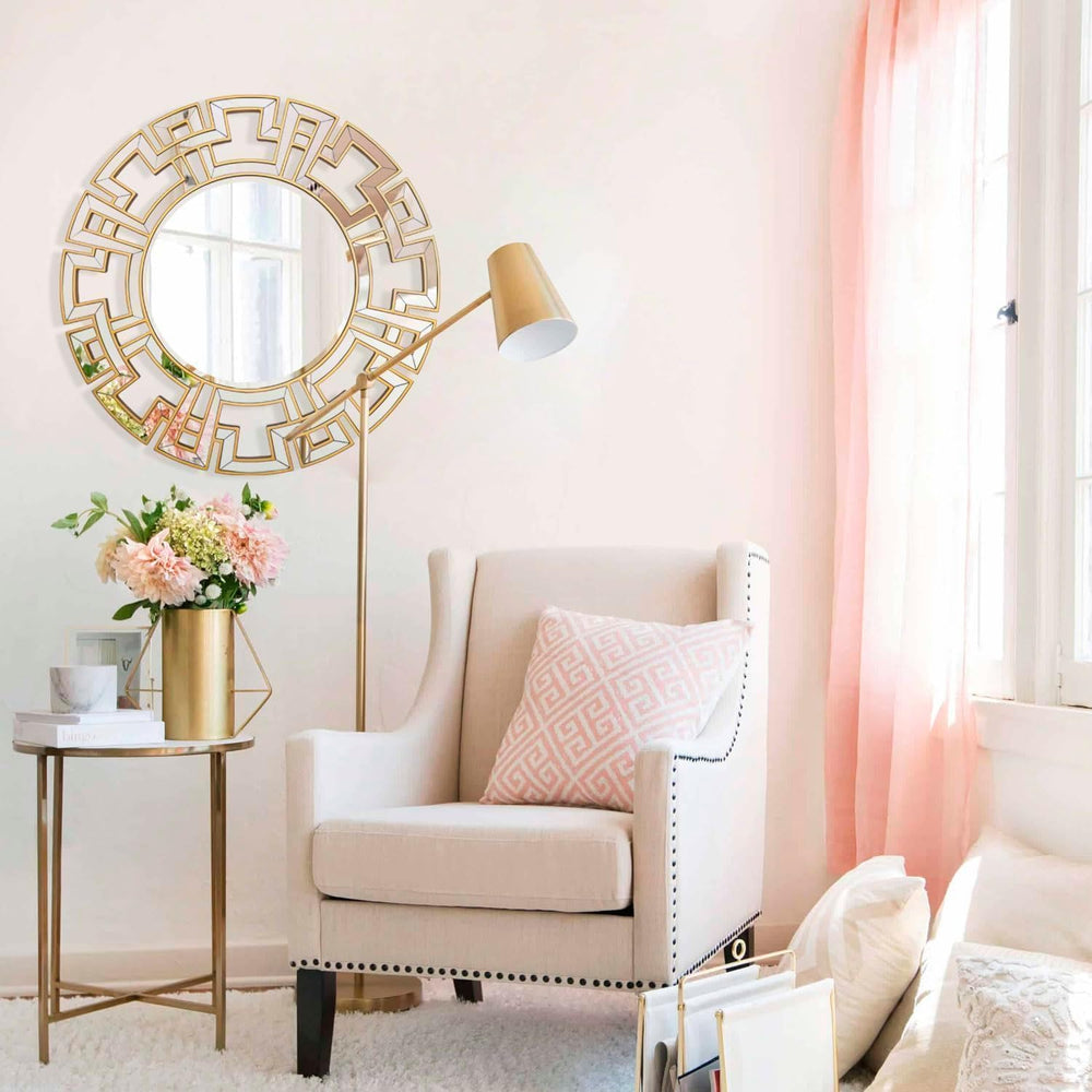 Chende Gold Mirrors for Decor, 32'' Round Wall Mirror with Beveled Gl...