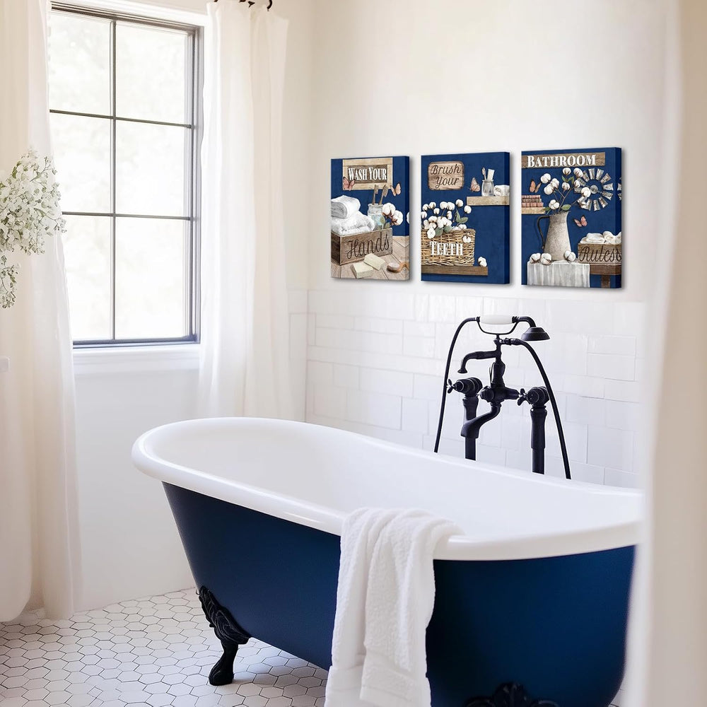 LoveHouse Bathroom Wall Art Rustic Bathrom Canvas Wall Art Farmhouse Bathroom...