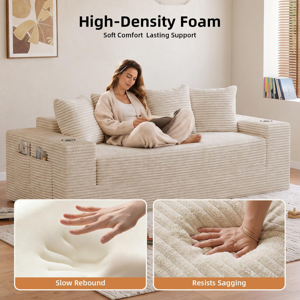 78" Boneless Couch for Living Room, Futon Sleeper Sofa Bed