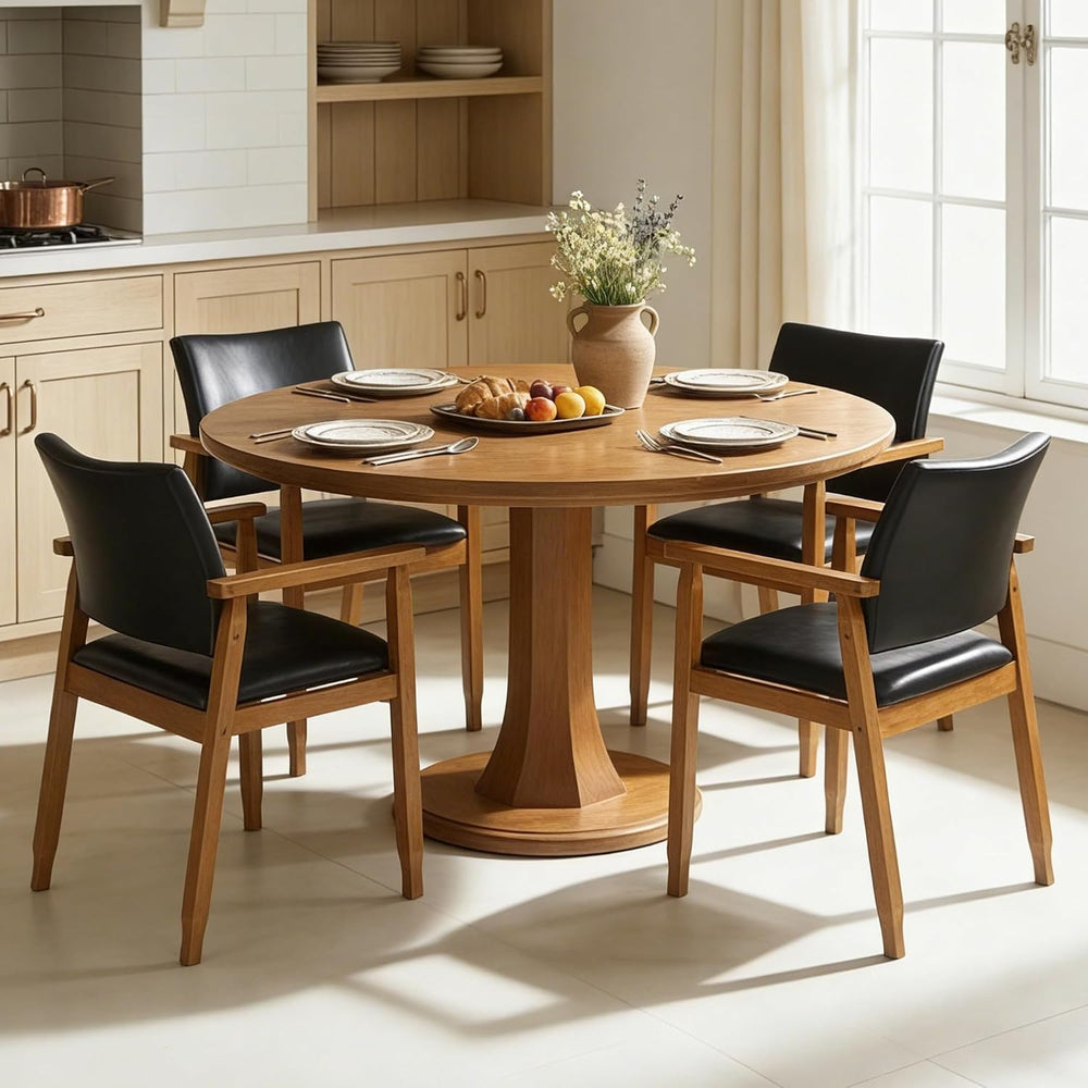 NOBPEINT Mid-Century Modern Dining Chairs with Armrest Set of 1, PU Leather U...