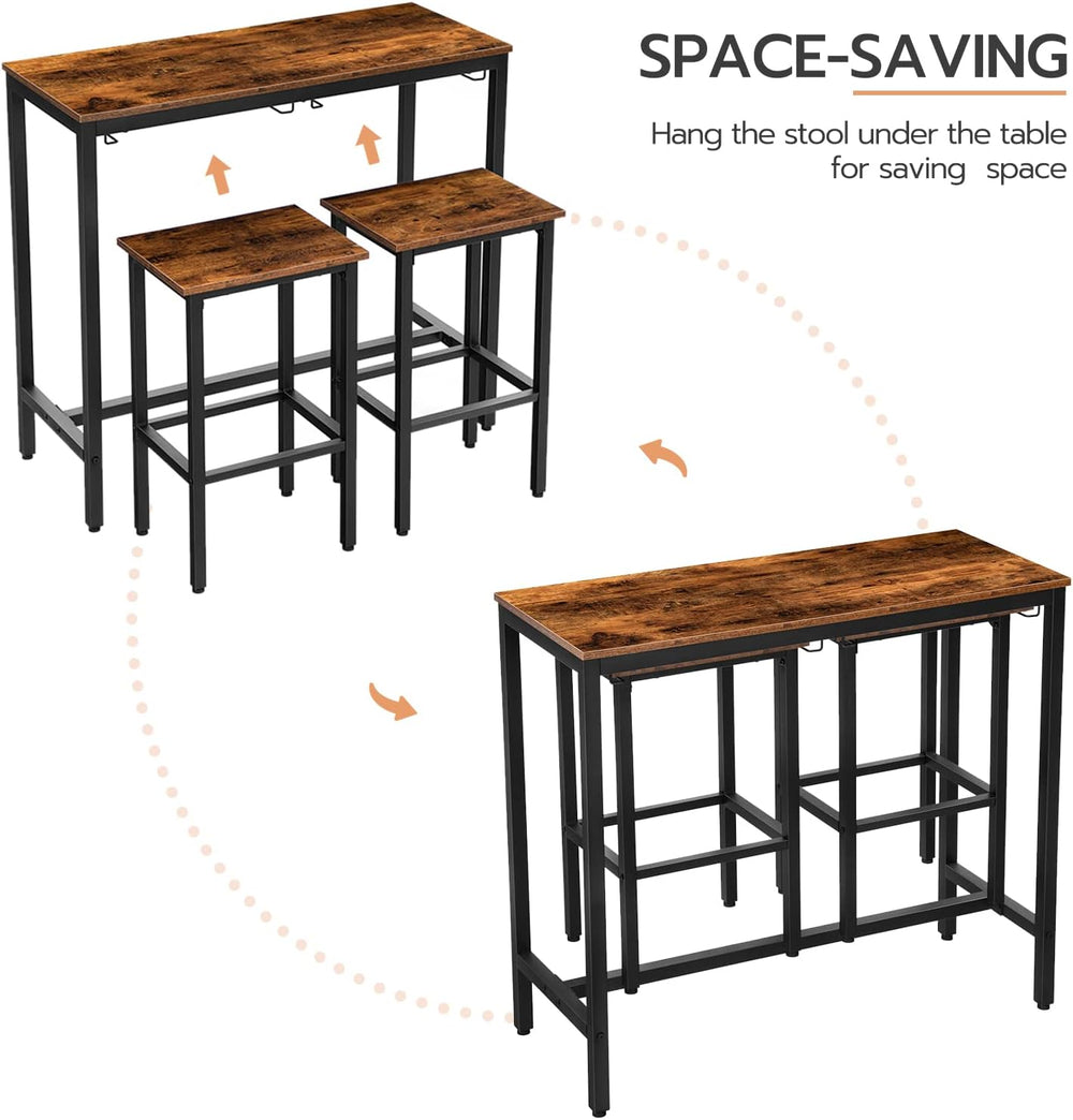 HOOBRO Bar Table Set, Pub Tables Bar Height with Stools Set of 2, Bar Chairs ...