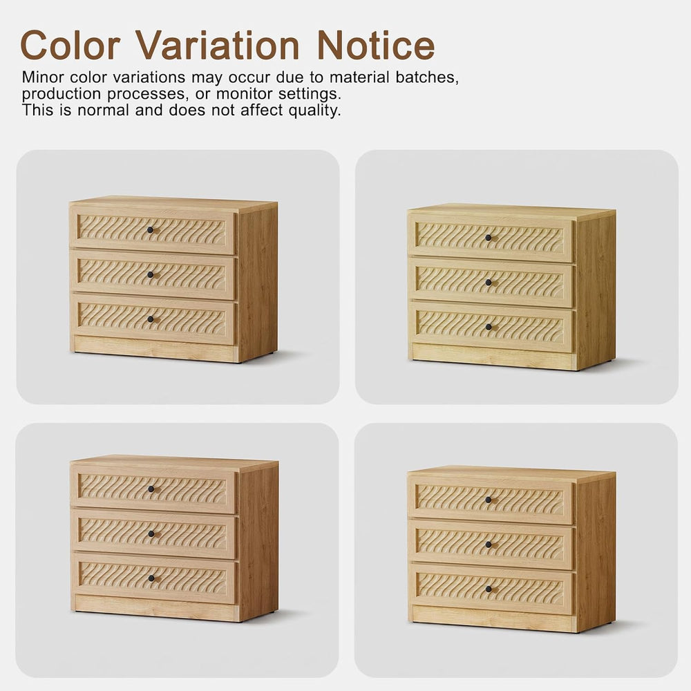 Wooden 3 Dresser for Bedroom, 31.3" Wide Chest of Drawers