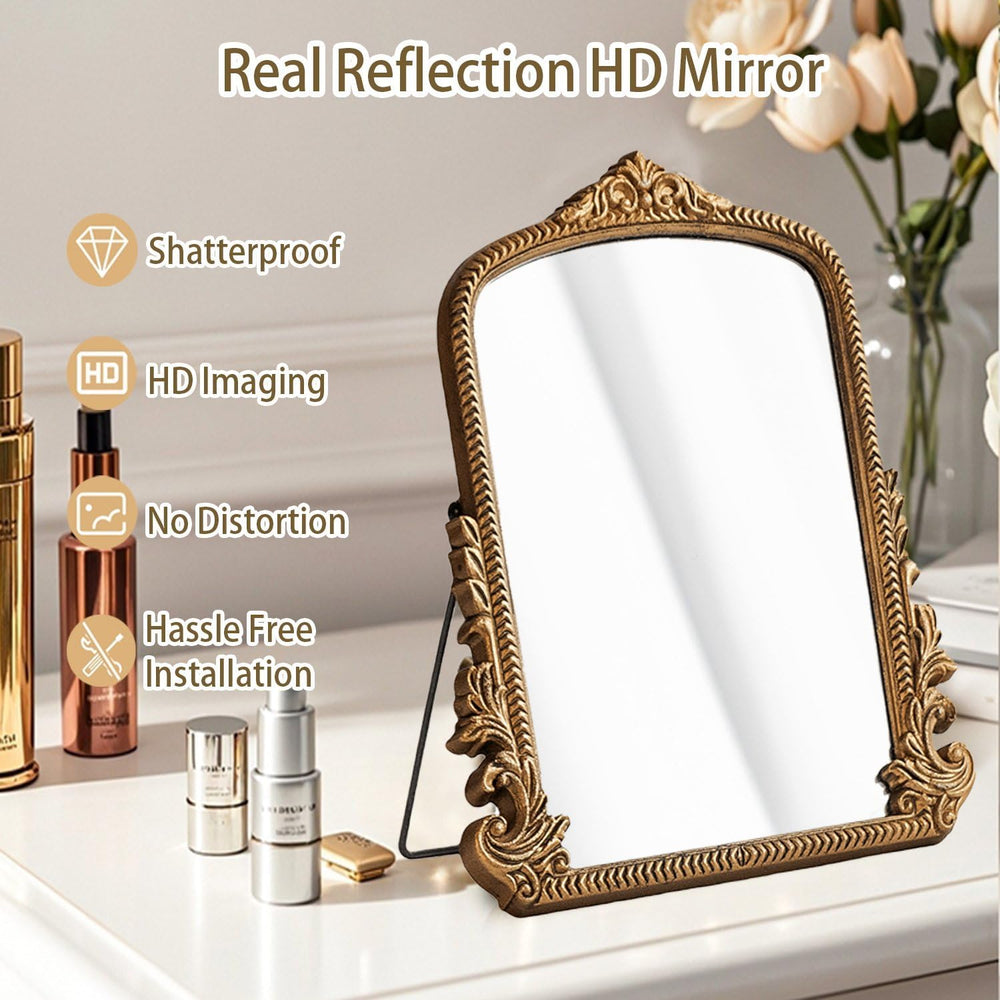Small Vintage Vanity Makeup Desk Mirror, Antique Traditional Arch Table Mirro...