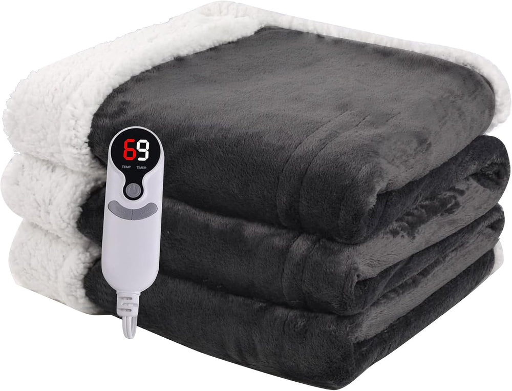 Electric Heated Blanket Full Size 72"x84", Dark Grey