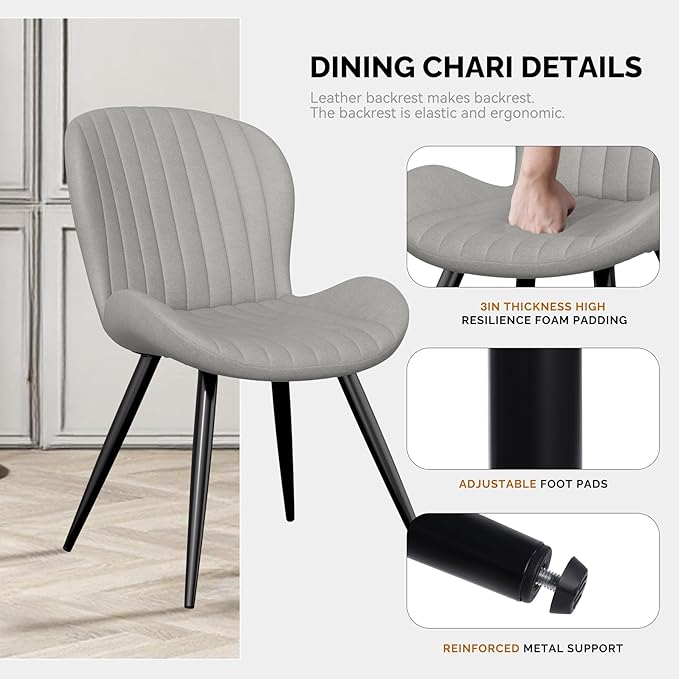 Nalupatio Dining Chairs Set of 2, Modern Dining Room Chairs Comfy Backrest Th...