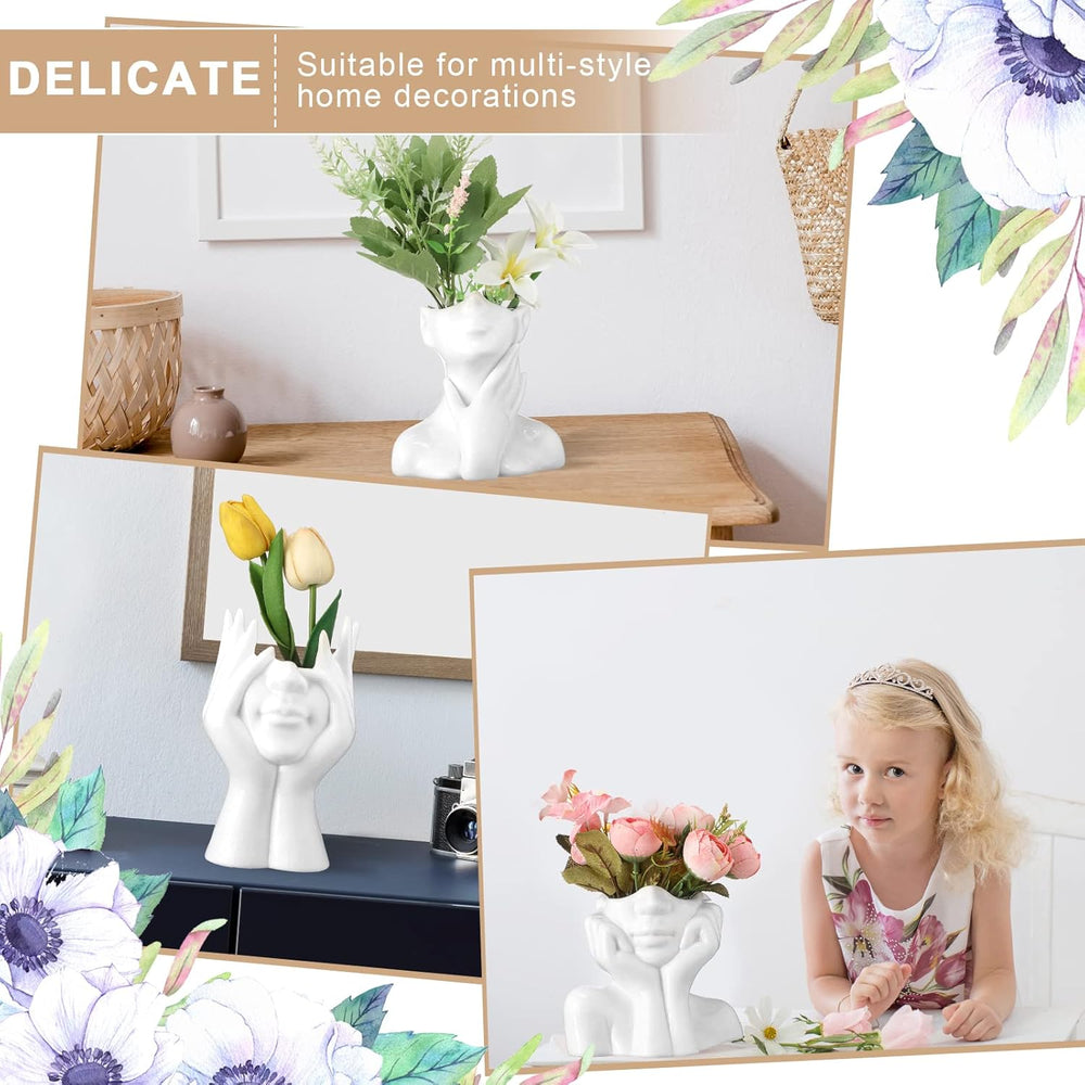 Sieral 3 Pcs Ceramic Face Vase Female Form Flower Modern Body Vase for Decor ...