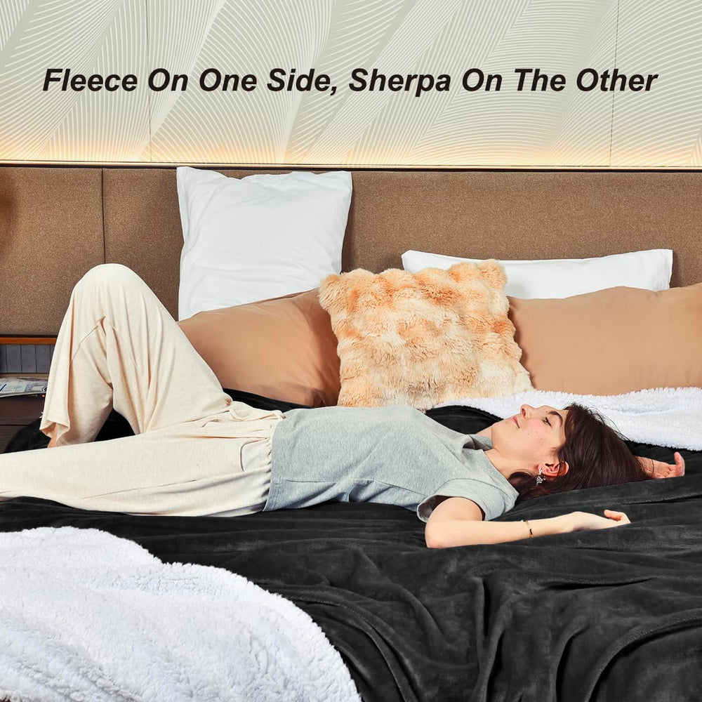 KAWAHOME Sherpa Fleece Queen Size Blanket for Bed, Extra Warm Heavy Thick