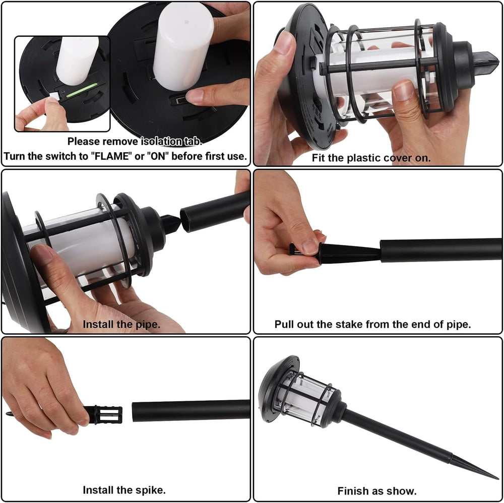 Dynaming 6 Pack Solar Flame Torch Lights Outdoor, Dual Use Flickering Purple ...