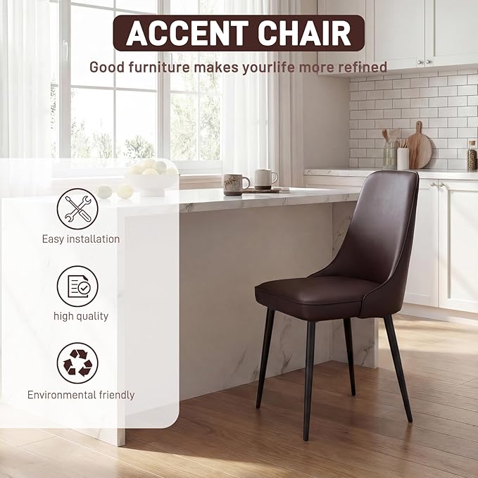 Modern Dining Chairs Set of 6, Faux Leather Upholstered Dining Room Chair Kit...