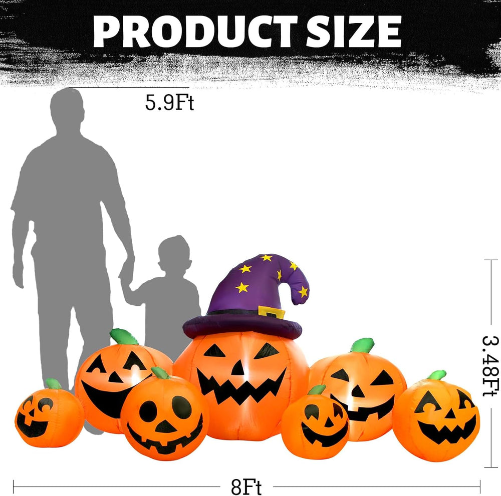 8FT Long Halloween Inflatables Pumpkin Outdoor Decorations, Halloween Blow Up...