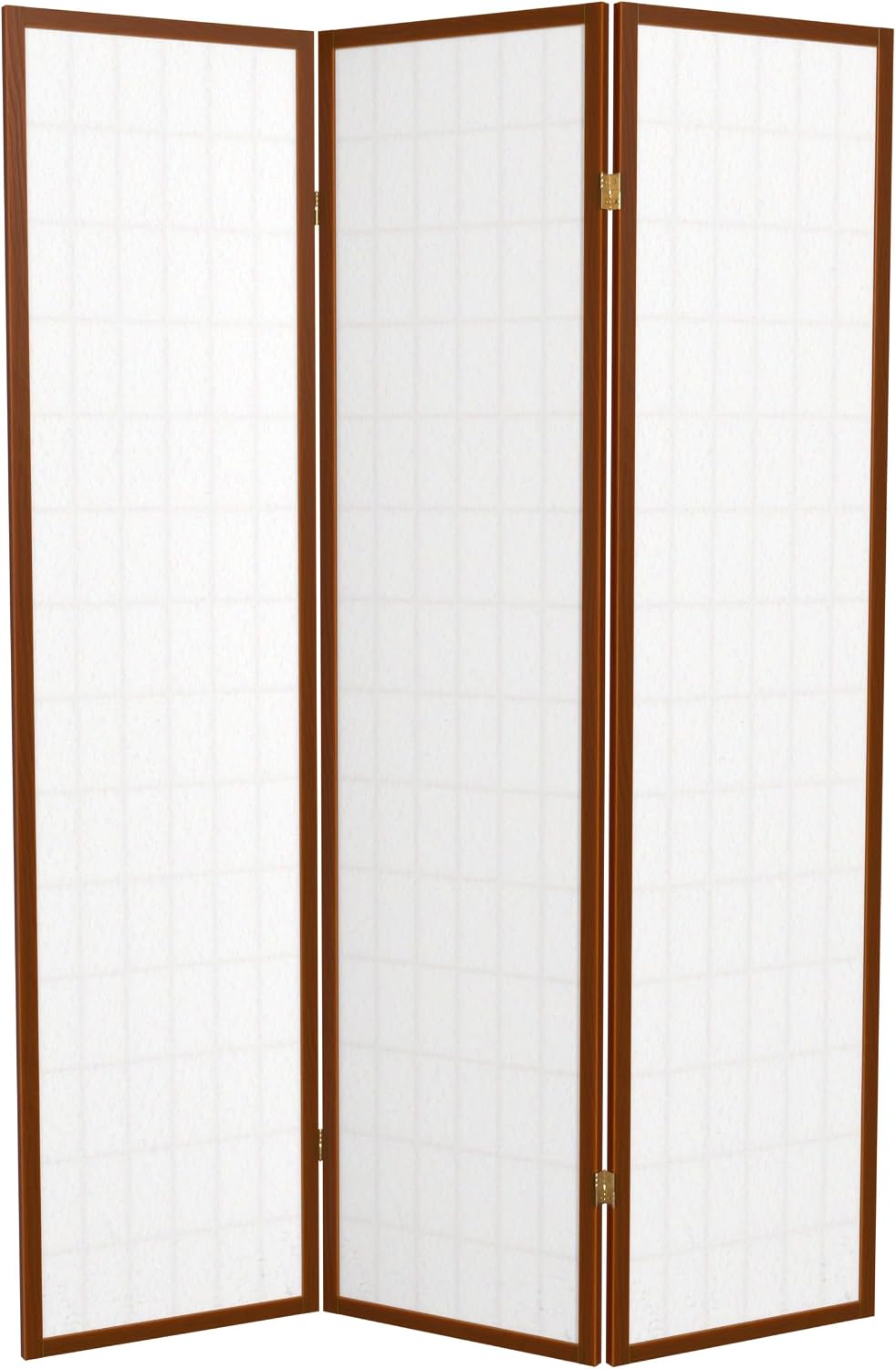 Red Lantern 6 ft. Tall Window Pane Shoji Screen - Walnut - 3 Panels