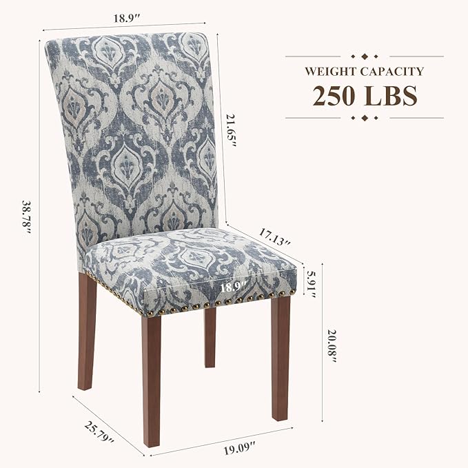 Stylish Dining Chairs Set of 4, Upholstered Parsons Dining Room Chair with Na...