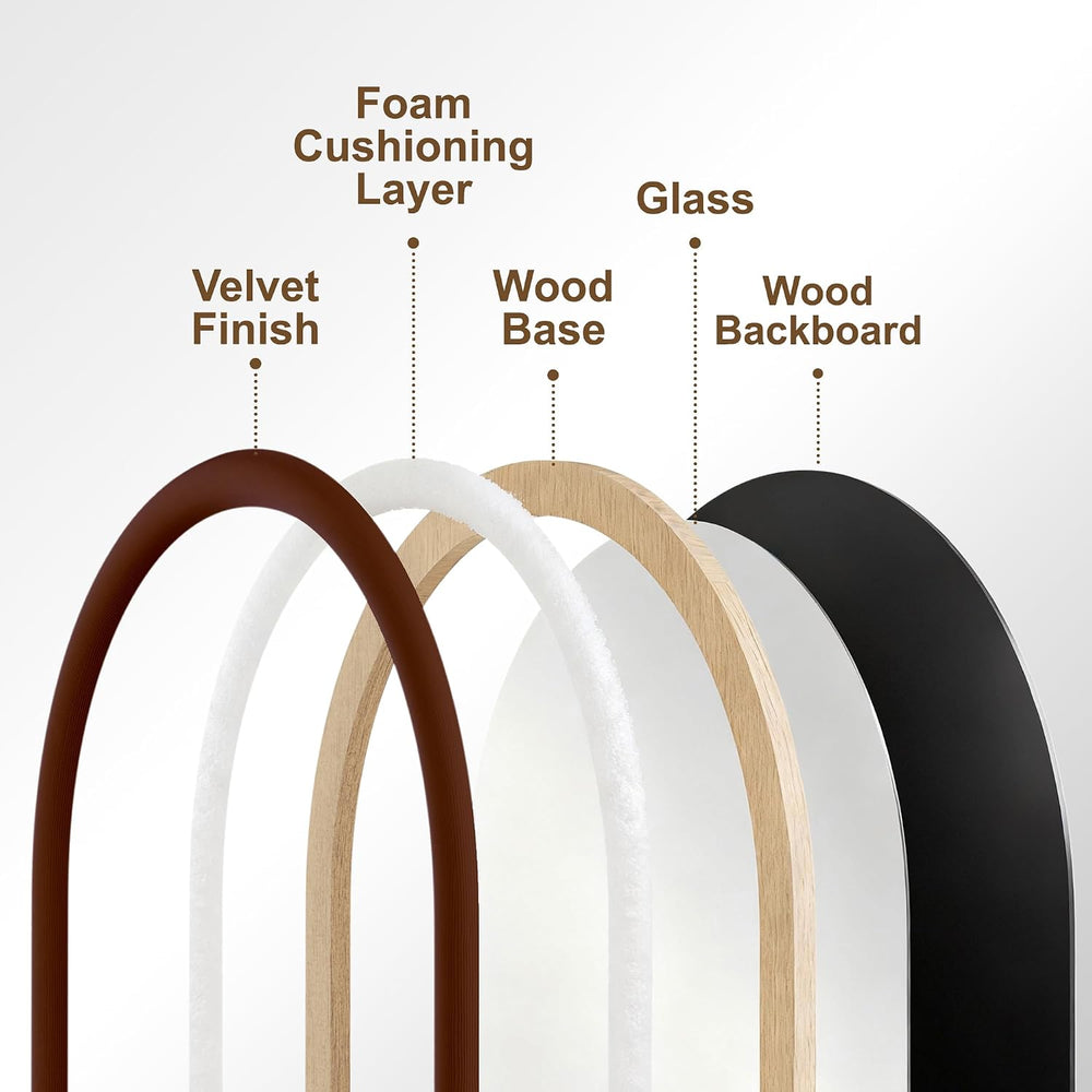 Arched Full Length Mirror, Free Standing Floor Velvet Finish Frame Mirror for...