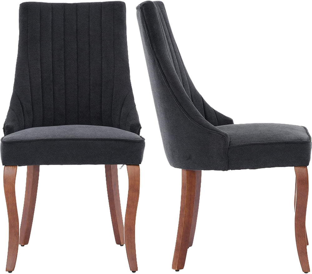 Black Mid Century Dining Chairs Set of 2, Modern Kitchen & Dining Room Se...