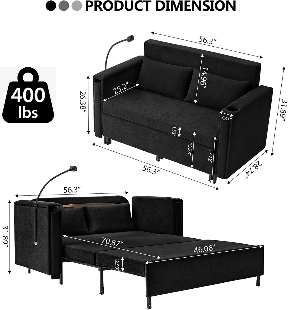 3-in-1 Convertible Sleeper Sofa Couch with Pullout Bed, Loveseat Sleeper Sofa...