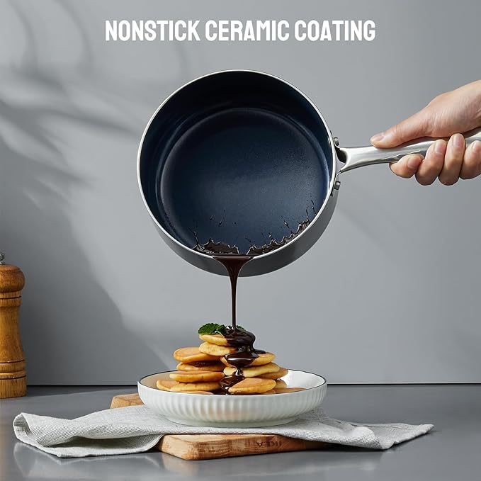 Induction Cookware Set 6-Piece, Stackable Kitchen Cooking Pots Set, 6qt 4.8qt...