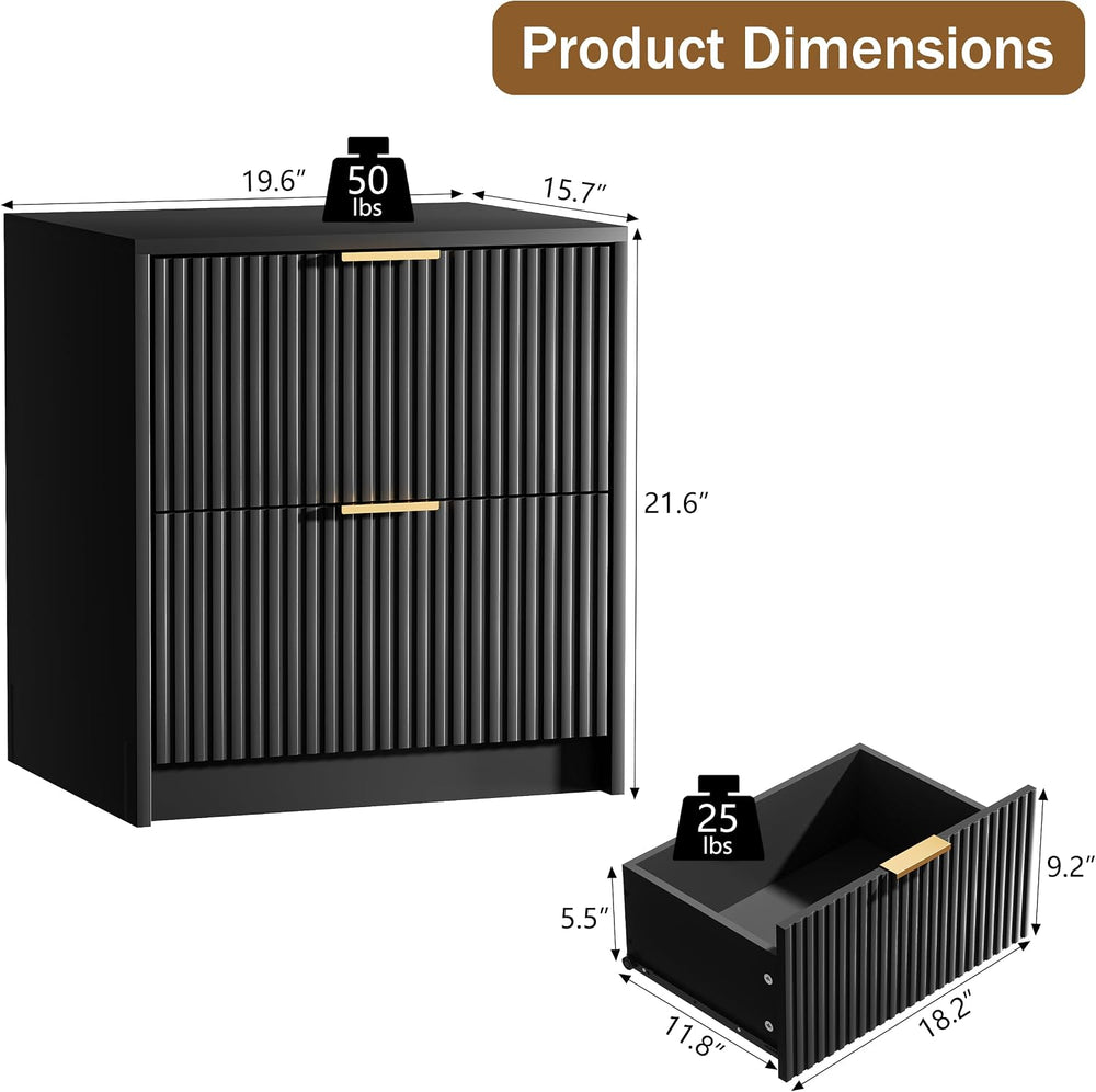 3 Piece Modern Bedroom Set, 5 Drawer Dresser with 2 Nightstands, Black