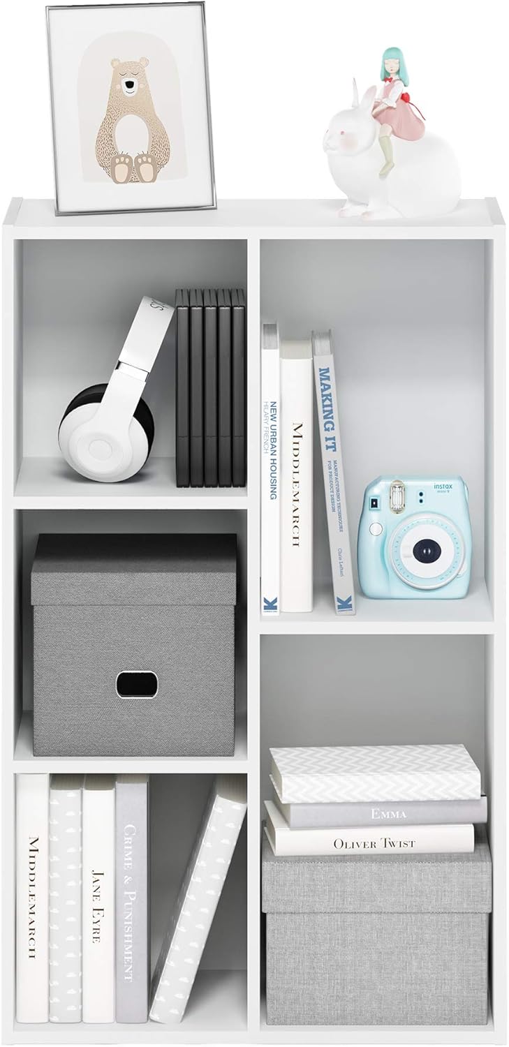 Furinno LUDER Book Shelf, 5-Cube Bookshelf, Reversible Bookcase, 9.4 x 19.5 x...