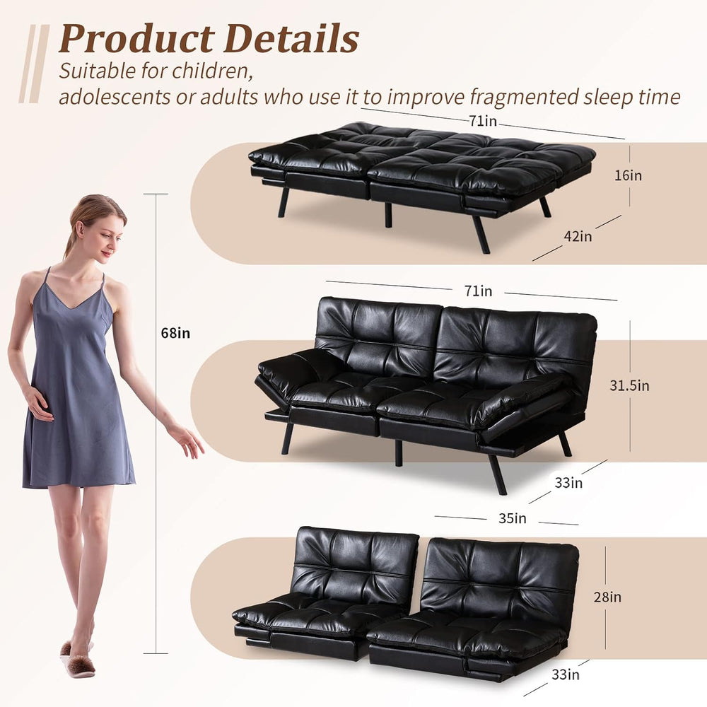 Futon Sofa Bed,Opoiar Lounge Memory Foam Sleeper Couch for Living Room,Conver...