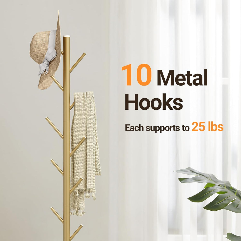 ELYKEN Coat Rack Freestanding with Natural Marble Base, Metal Coat Rack Stand...