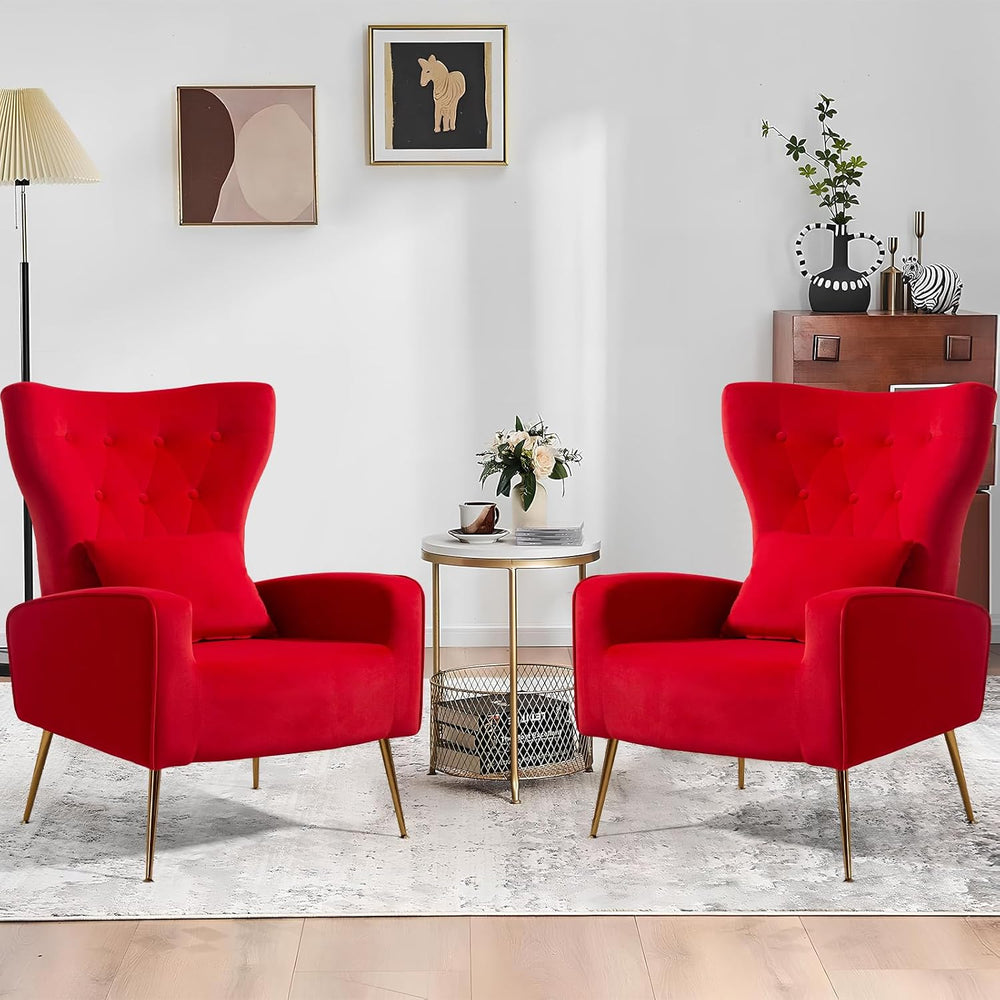 ZJhome Button-Tufted Velvet Accent Chairs, WingBack Living Room Chair Armchai...