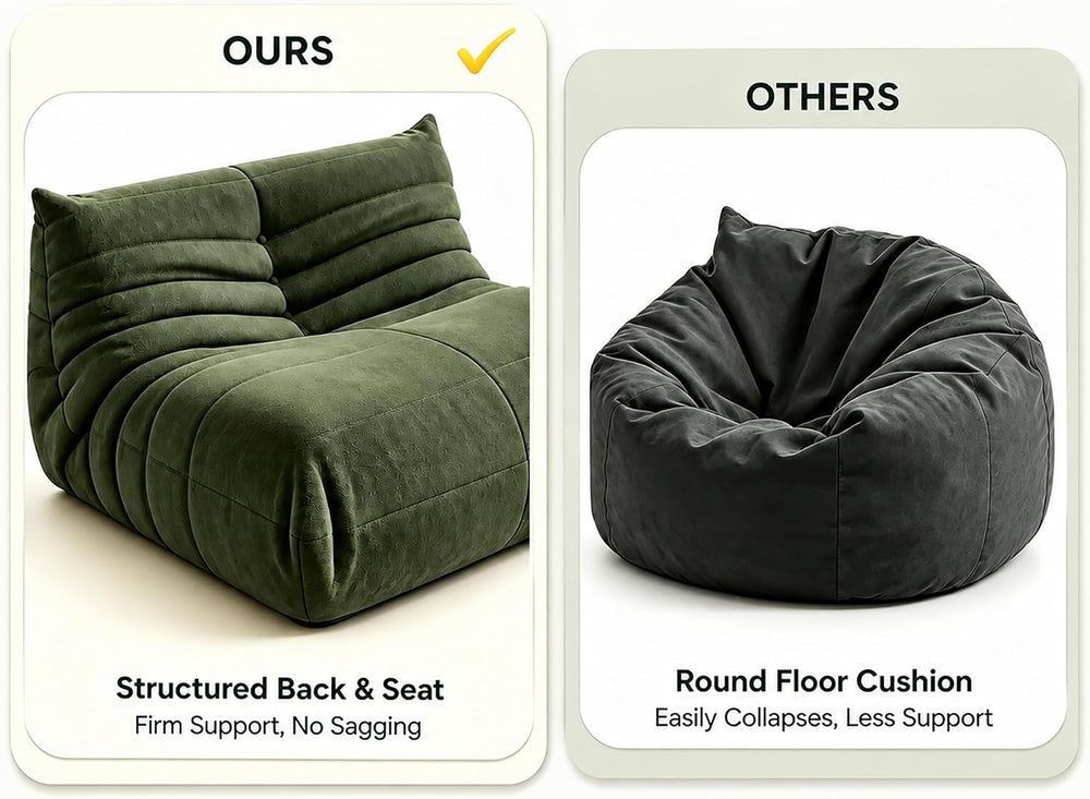 YVDNHP Bean Bag Chair for Adults, L-Shaped Memory Foam Togo Lounger Green