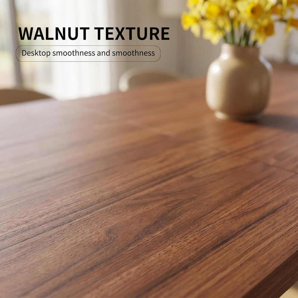 Extendable Dining Table Set for 6–8 People, Modern Walnut Rectangular Dining ...