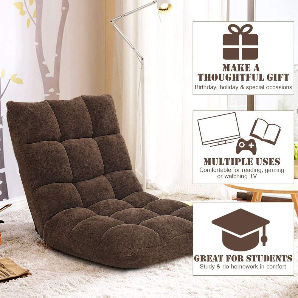 S AFSTAR Cushioned Floor Chair, 14-Position Adjustable Padded Lazy Recliner w...