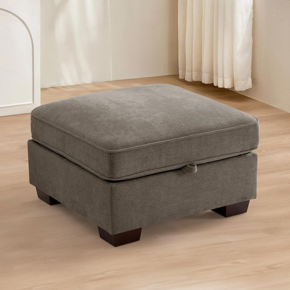 TEKAMON 27.5" Storage Ottoman, Square Footrest with Sponge Padded Seat, ...