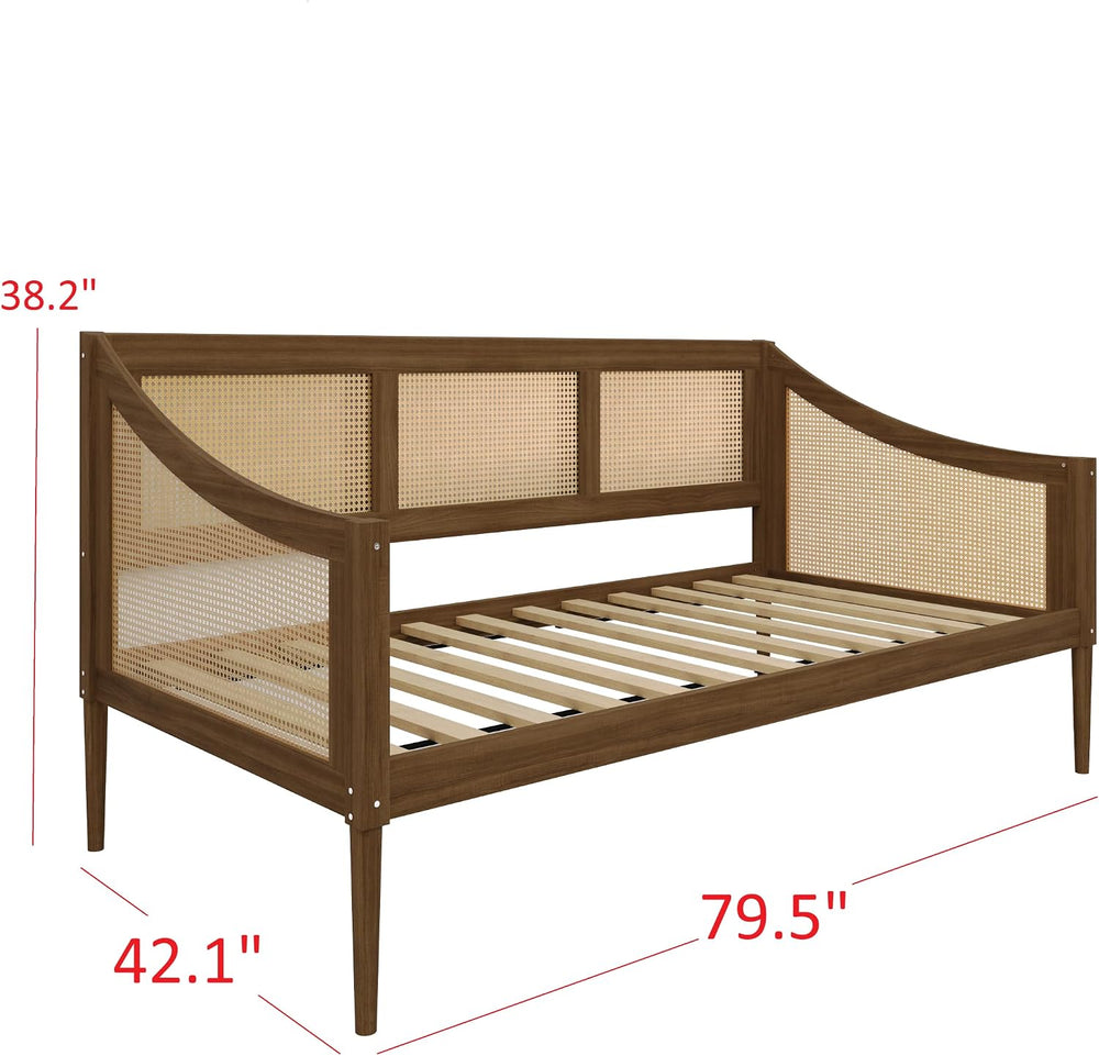 HOME DESIGN Elko Twin Wood and Rattan Daybed, Black