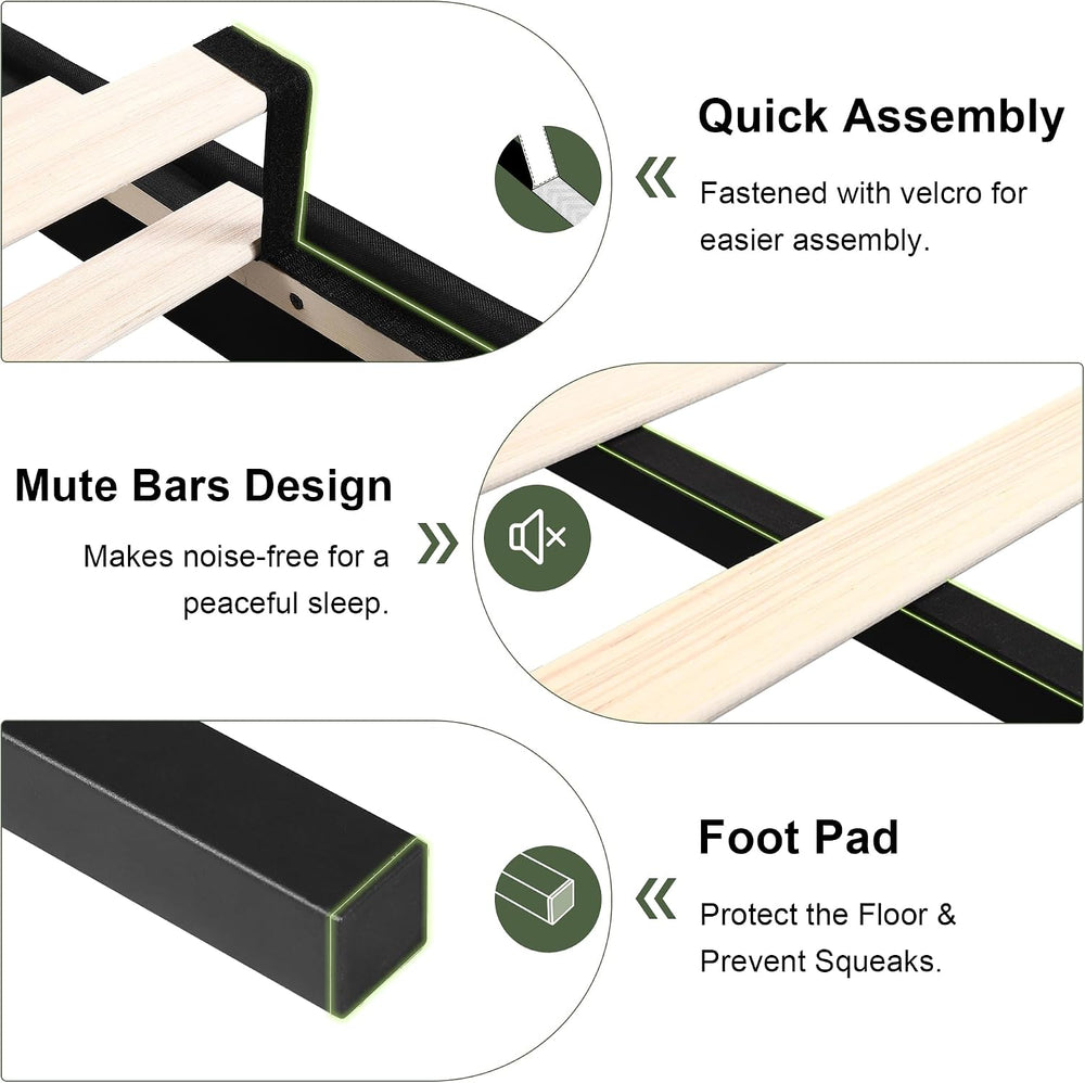 Feonase Full Size Platform Bed Frame, Fabric Upholstered Full Bed Frame, Soli...