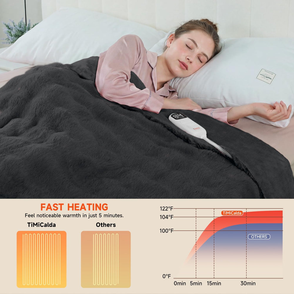 Heated Blanket Electric Twin Size - 62"x84" Soft Bubble Electric Bl...