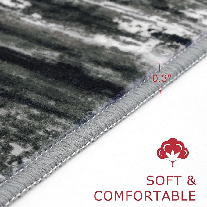 KOZYFLY Modern Abstract Kitchen Runner Rug, 2x6 Washable Rug Runner Non-Slip