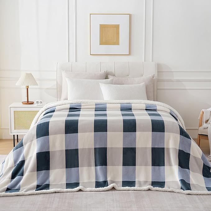 PU MEI Sherpa Throw Blanket Reversible Large Big King Size Flannel Blankets
