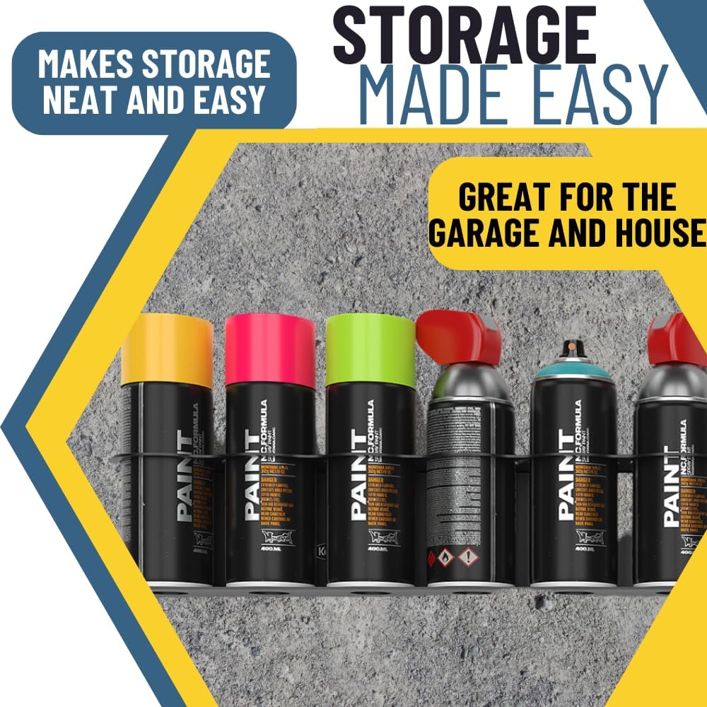 Koova 6 Aerosol Spray Can Holder | Easy Install Wall Mount | Heavy-Duty Powde...