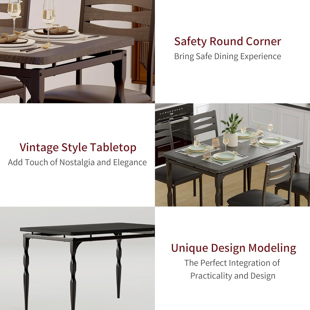 Garvee 5 Piecs Dining Table Set, Farmhouse Style Dining Table and Chairs Set ...