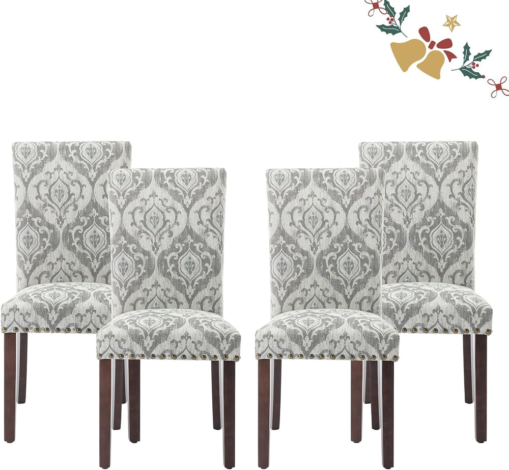 Parsons Dining Chairs Set of 4, Upholstered Nailhead Dining Room Kitchen Side...