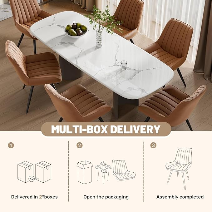 Mid Century Modern Dining Chairs Set of 6, Soft Cushion Upholstered Fabric Ki...