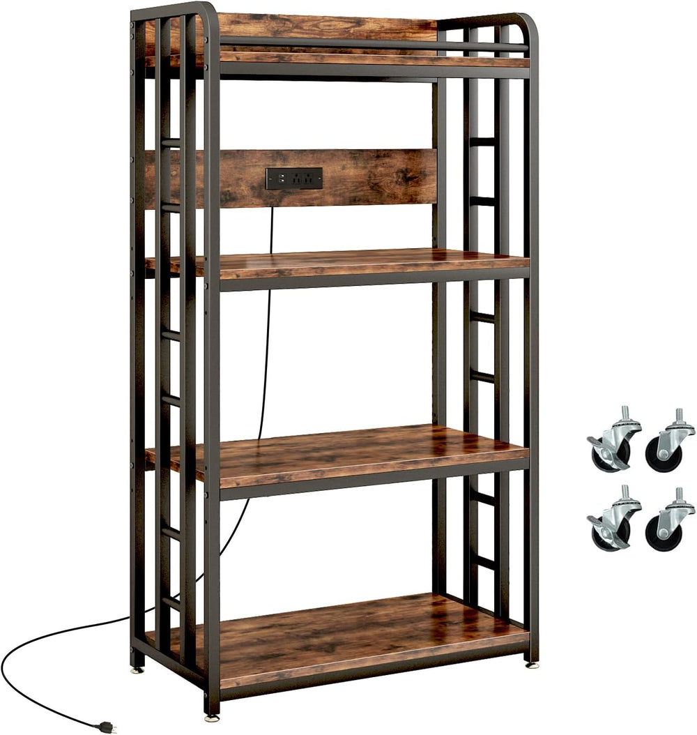 METYERRY Adjustable 4-Tier Heavy Duty Kitchen Baker's Rack with Power Out...
