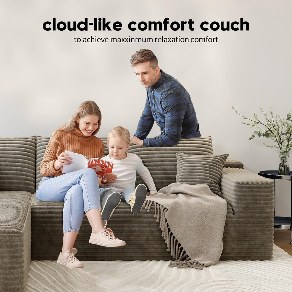 139.4" Modular Sectional Sofa Couch, Oversized U-Shaped Minimalist Couch...