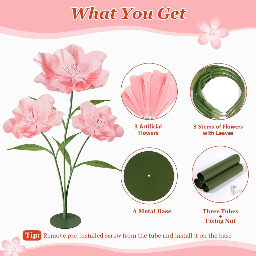 Giant Artificial Flowers for Decoration, 5.6 Ft Large Fake Flowers