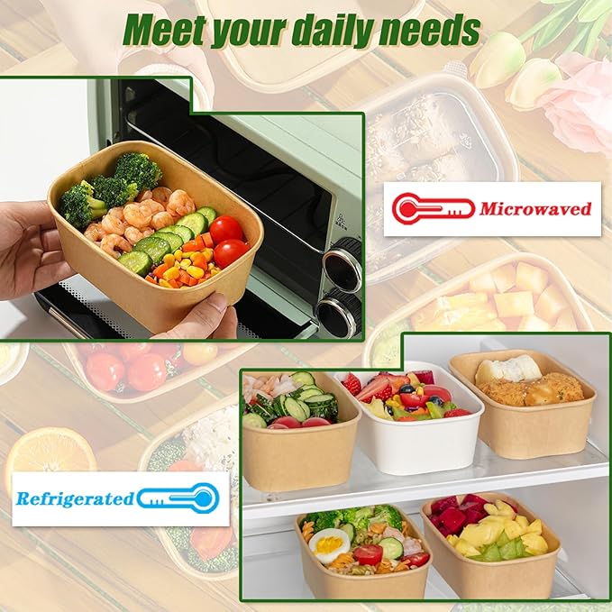 50-Pack 19oz Disposable Kraft Paper Bowls