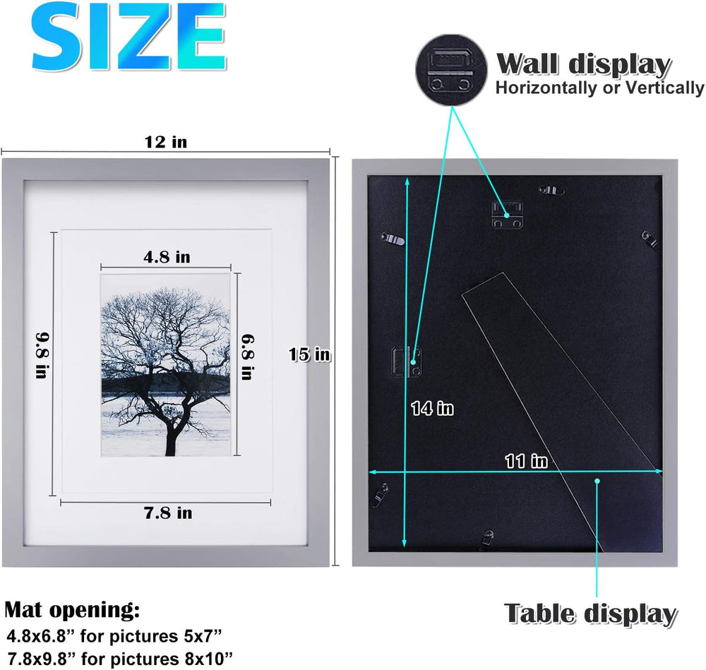 Egofine 11x14 Picture Frames, 4 Pack Display Pictures 5x7/8x10 with Mat or 11...