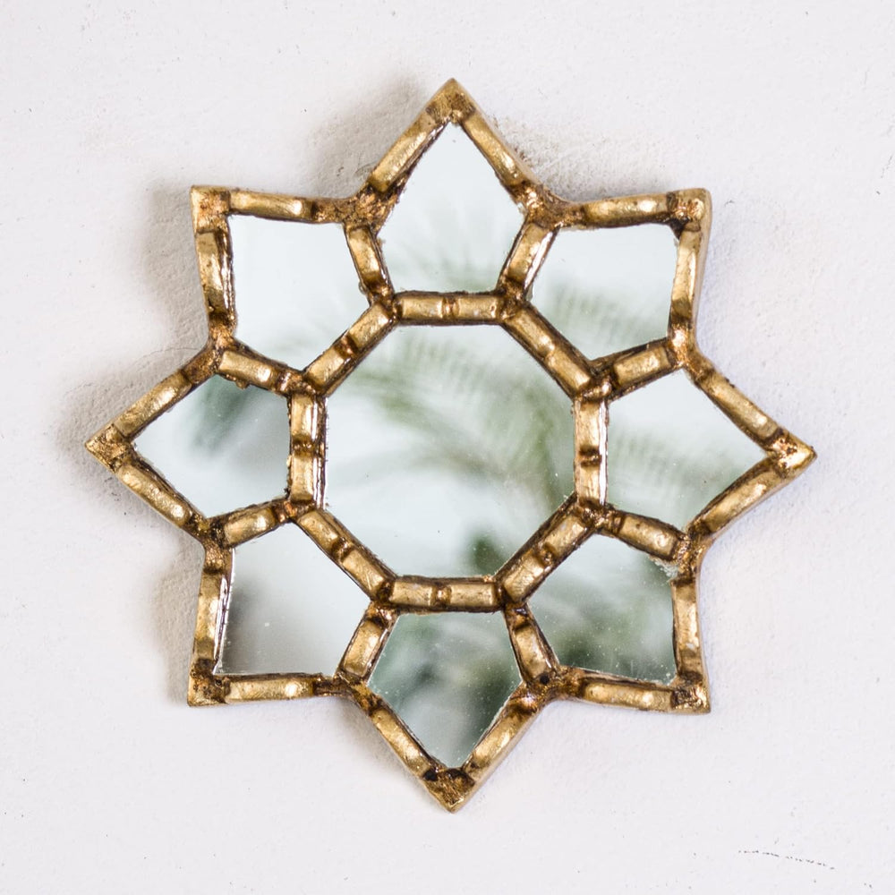 Peruvian Wall Mirrors Set 3pc Gilded Bronze Leaf Home Decor