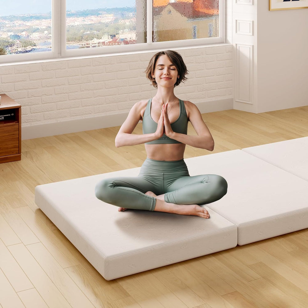 Avenco Tri-fold Mattress Topper - 4 Inch Single Size Portable Floor Mattress ...