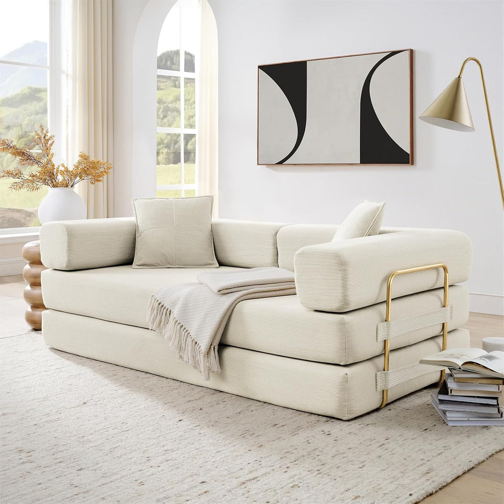 HANXIN 78'' Futon Sleeper Sofa Bed, Boneless Couch for Living Room, B...