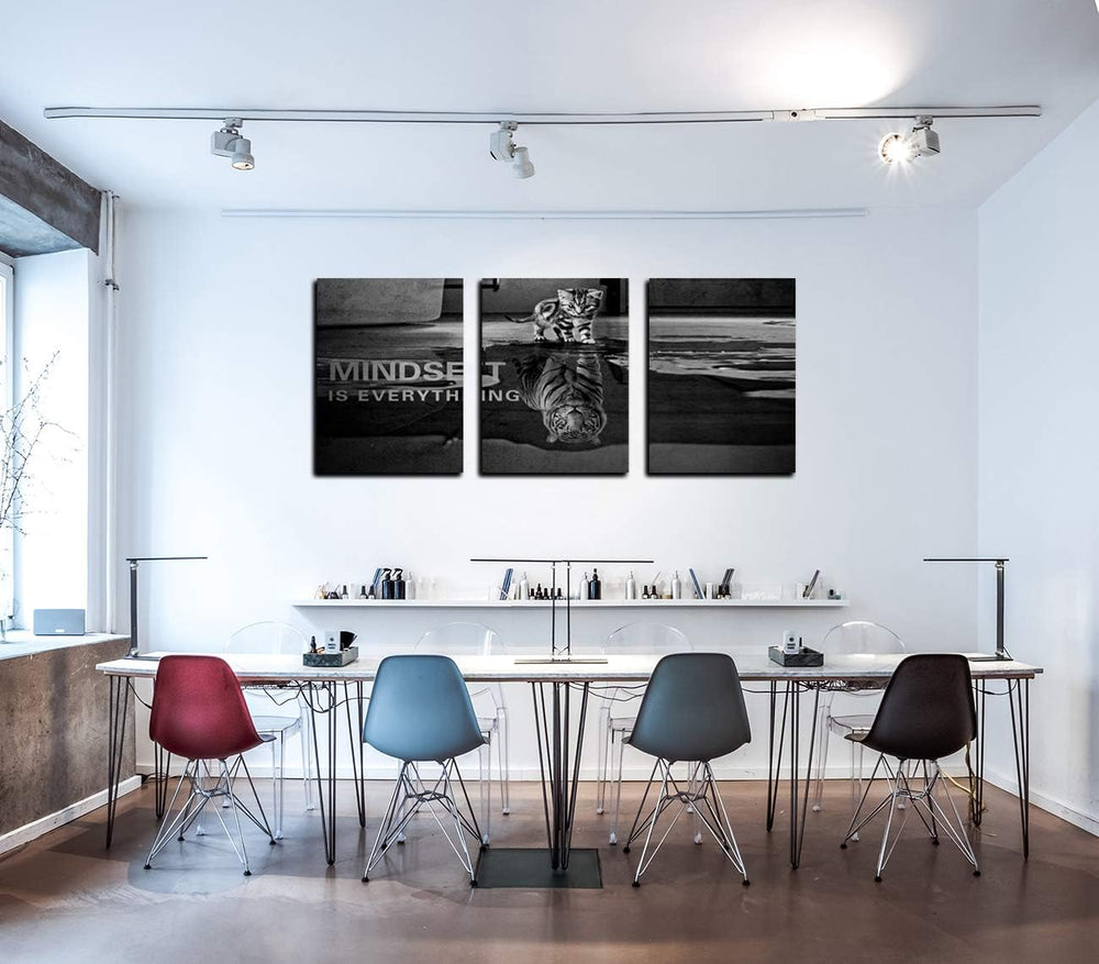 3 Panels Mindset is Everything Motivational Canvas Wall Art Inspirational Ent...